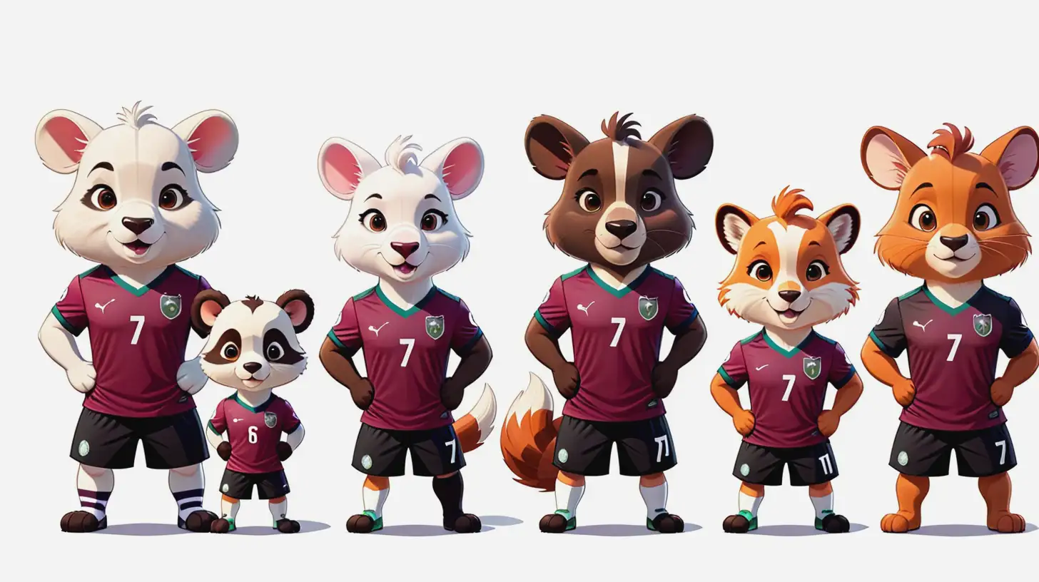 Mighty 7 Action Hero Animals in Maroon Soccer Uniforms