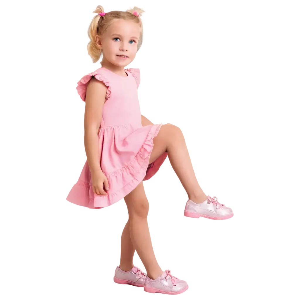 PNG-Image-of-Kinsley-Rose-Brooks-4YearOld-Girl-with-Light-Yellow-Hair-Pink-Pigtails-Dress-and-Shoes