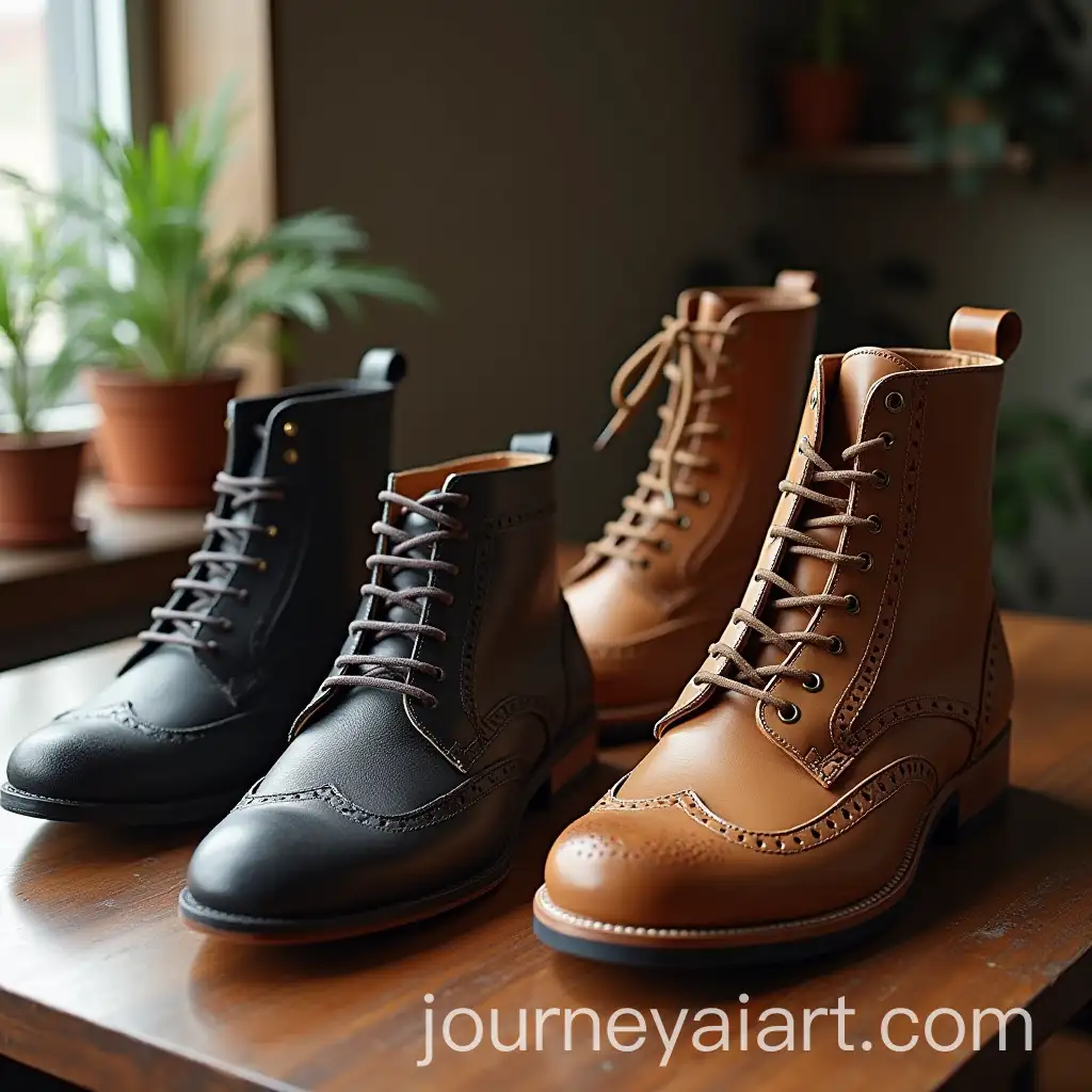Assortment-of-Loafer-Boots-and-Sneakers-on-Table