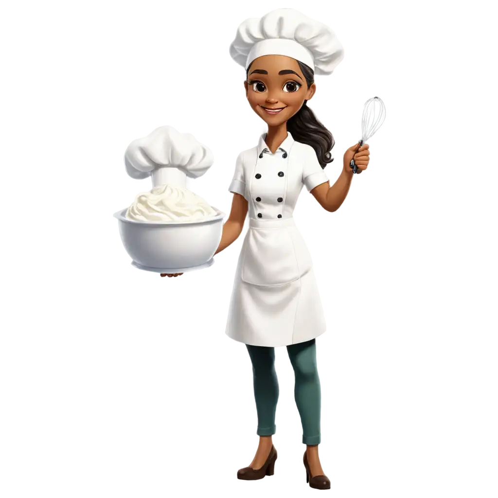 Smiling-Female-Chef-Illustration-PNG-HandDrawn-Style-with-Mixing-Bowl-and-Whisk