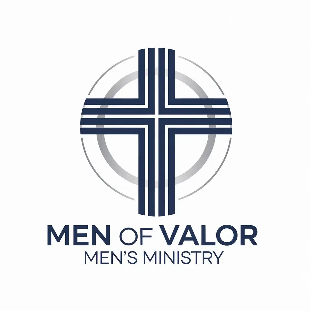 LOGO Design for Men of Valor Mens Ministry Navy White Silver with MV Symbol and Cross