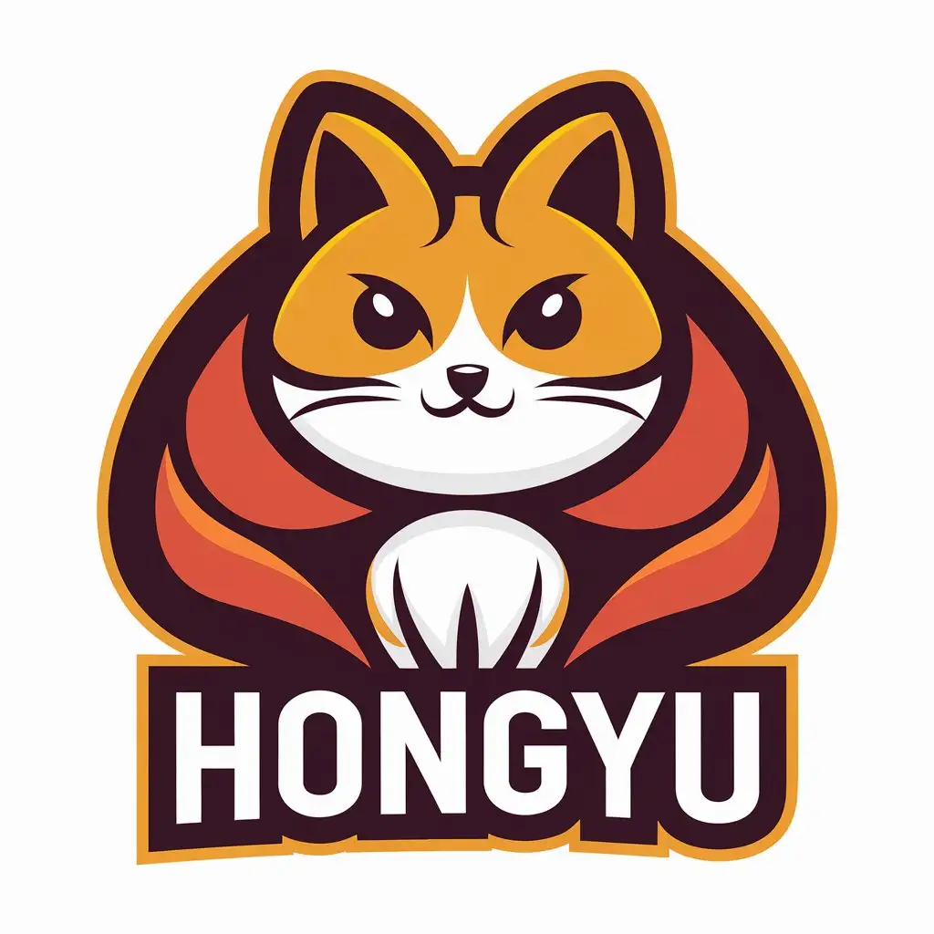 a vector logo design,with the text "hongyu", main symbol:small cat,Moderate,be used in Internet industry,clear background