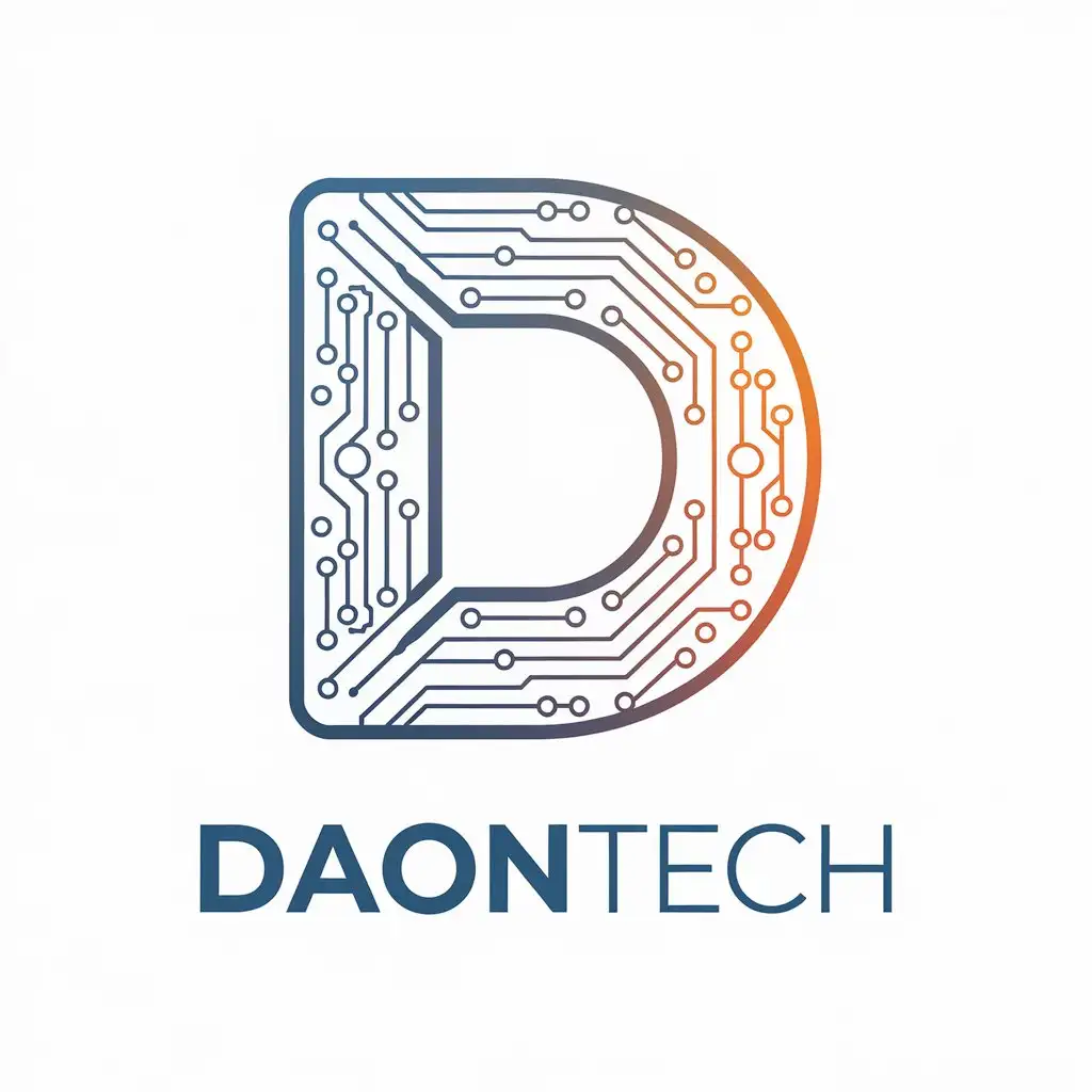 LOGO Design for DAONTECH Vector Design with Bold D Symbol and Clear Background