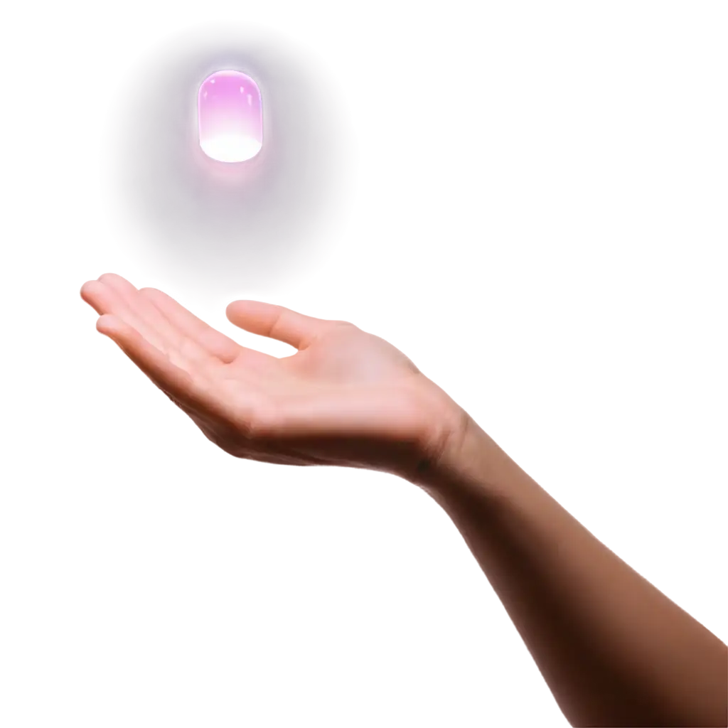 Glowing-Purplish-Capsule-Above-Outstretched-Hand-Magical-HealthTech-PNG-Image-for-Modern-Designs