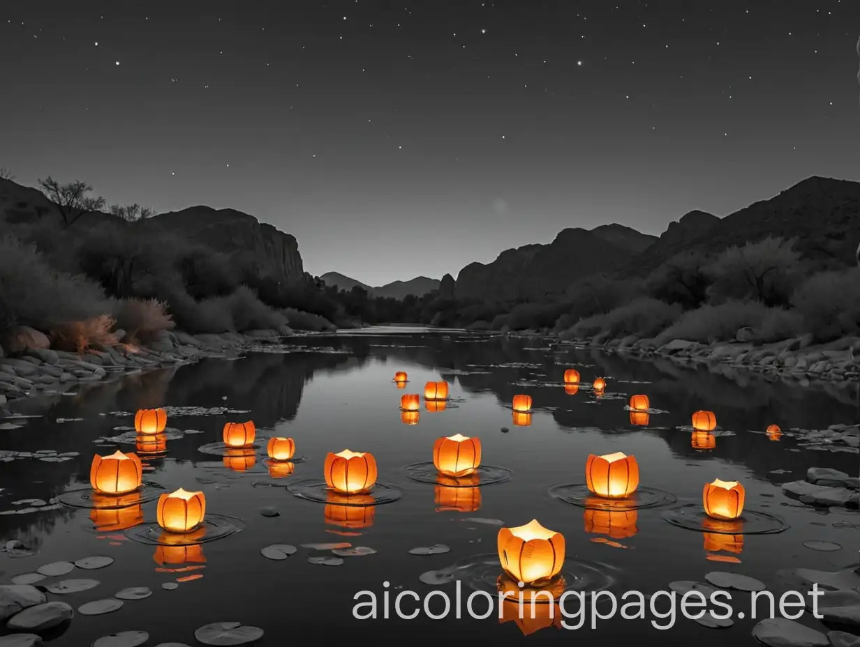 Nighttime-Arizona-Park-with-Glowing-Lanterns