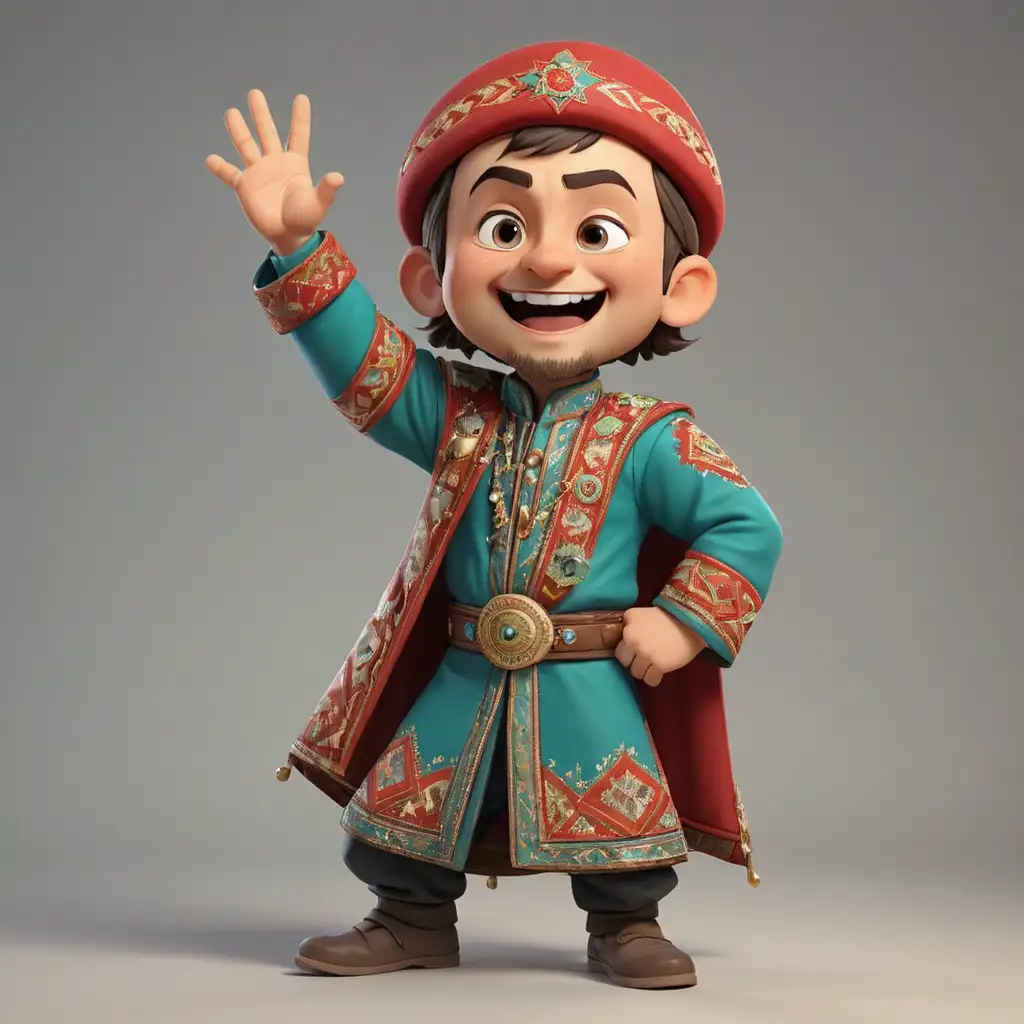 Joyful-Dagestan-Man-in-National-Costume-Poses-Like-a-Rockstar