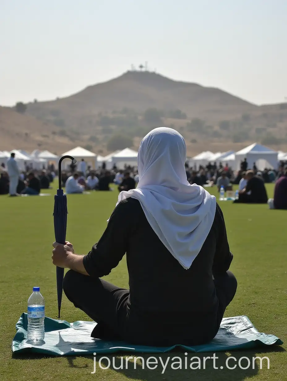 Worshippers-in-Arafah-Field-with-Jabal-Rahmah-in-the-Background