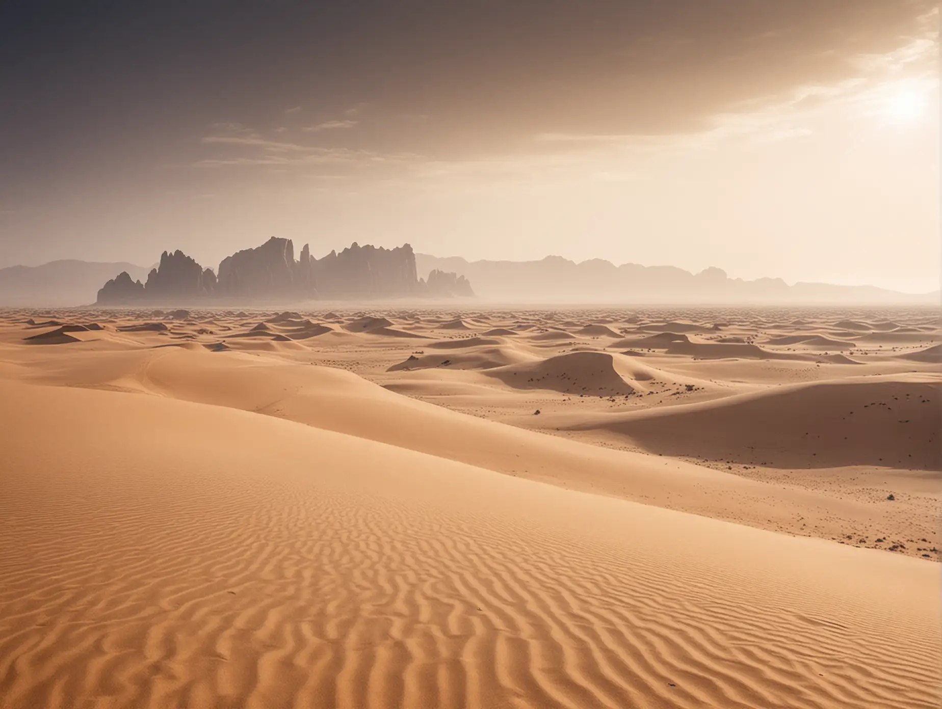 Vast-Desert-Landscape-with-Smooth-Dunes-and-Towering-Rocky-Formations