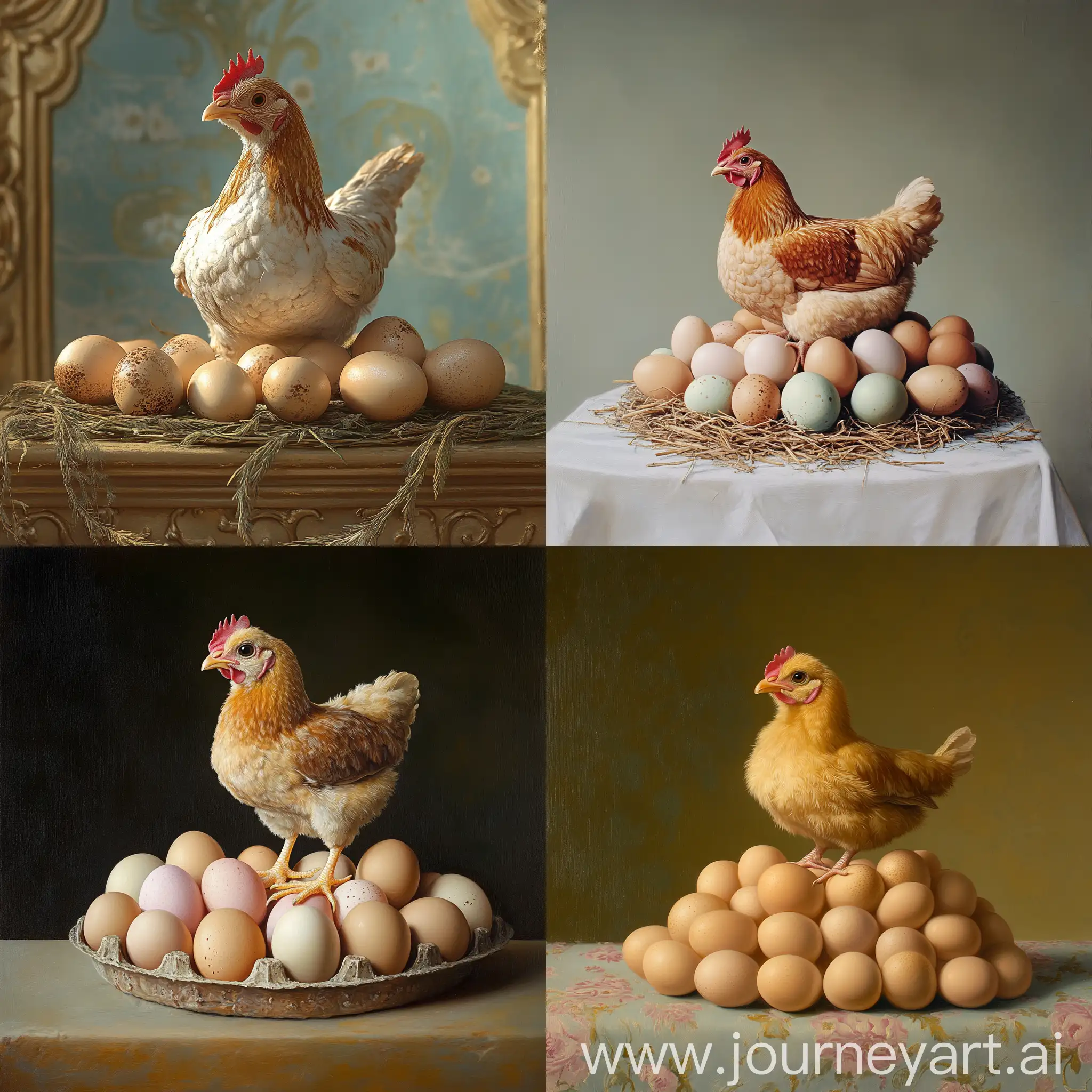 Adorable-Poussin-Nesting-on-Chicken-Eggs