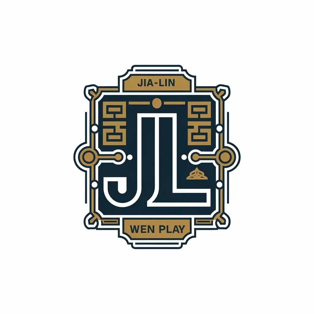 LOGO-Design-for-JiaLin-Wen-Play-Vintage-J-and-L-with-Elegant-Gold-Details