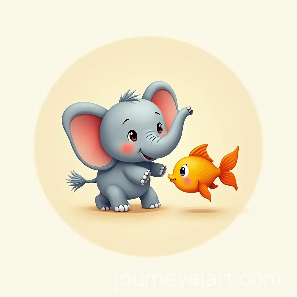 Cartoon-Elephant-and-Goldfish-Best-Friends-Logo