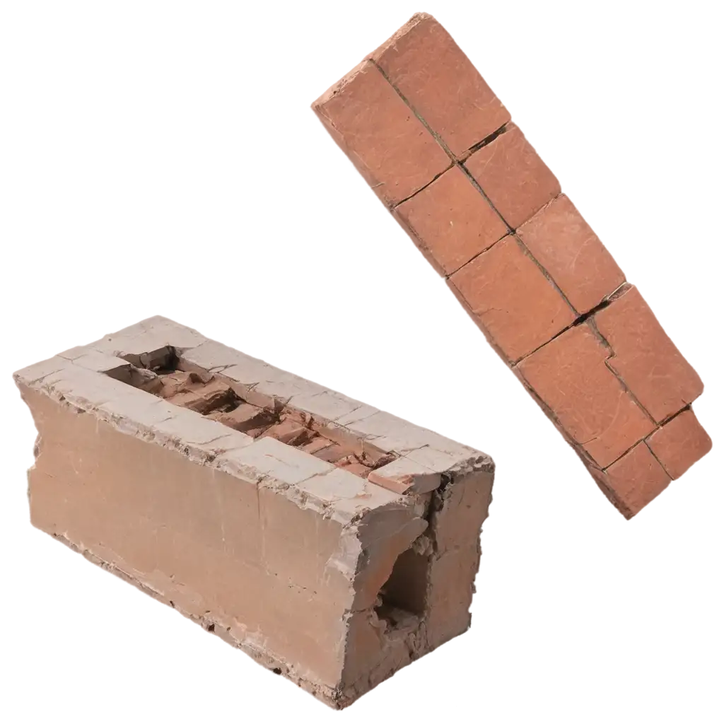 Two-Pieces-of-Brick-from-a-Collapsed-Wall-PNG-HighQuality-Image-for-Versatile-Use