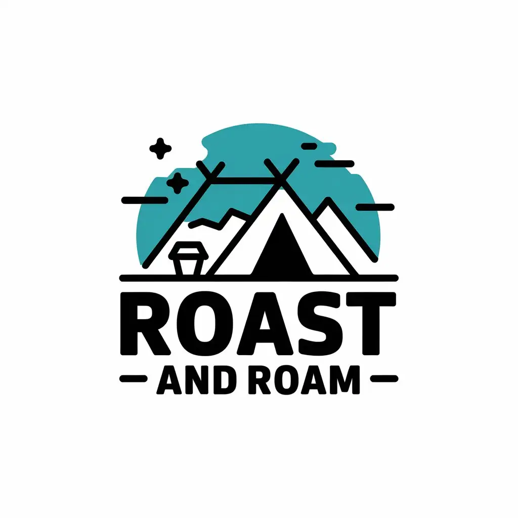 LOGO Design for Roast and Roam Outdoor Coffee Chinese Culture Nature Theme with Snow Mountain and Tent Elements