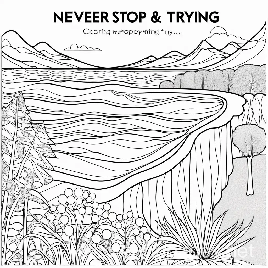 Coloring-Page-Never-Stop-Trying-for-Kids-Black-and-White-Line-Art