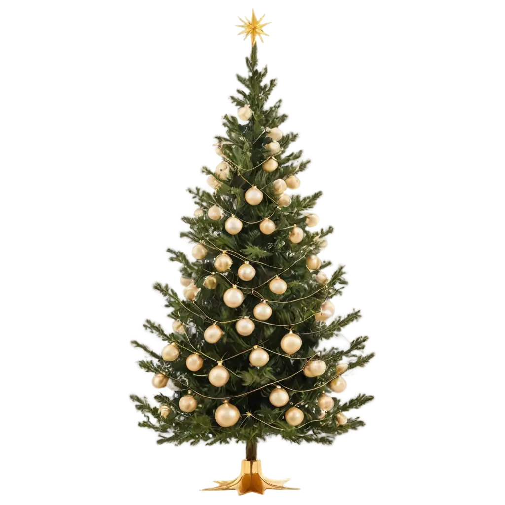 Modern-Christmas-Tree-PNG-with-Golden-Ornaments-and-Sparkling-Lights-HighQuality-Image-for-Holiday-Designs