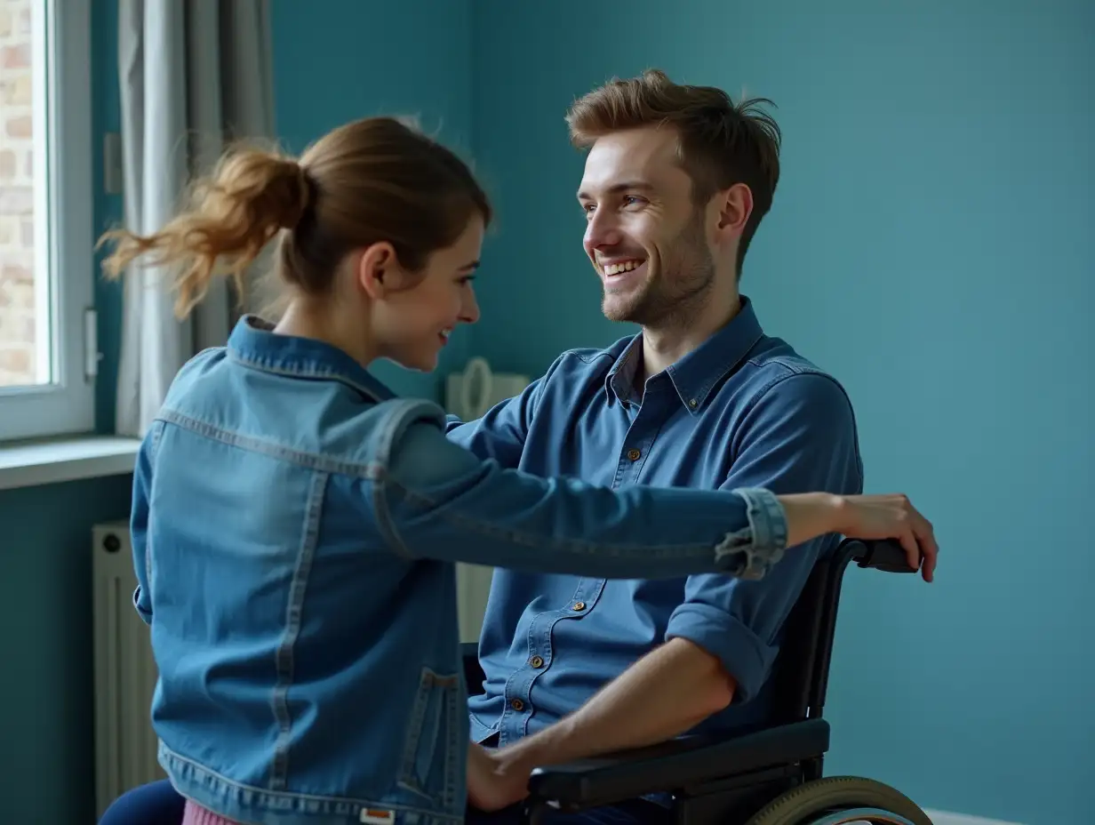 Young-Couple-Dancing-in-a-Blue-Room-with-Wheelchair-Support