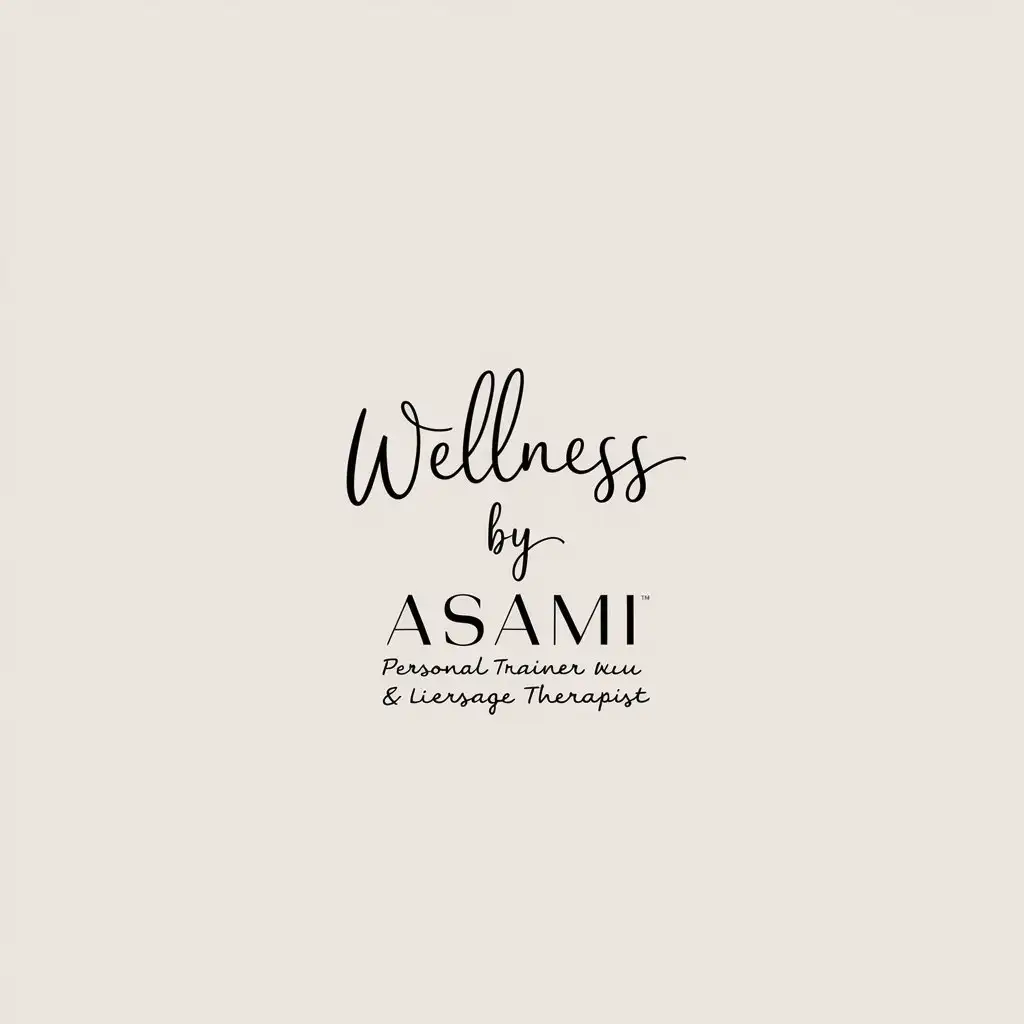 LOGO Design for Wellness by Asami Handwritten Slogan with Minimalistic Style for Personal Trainer Licensed Massage Therapist