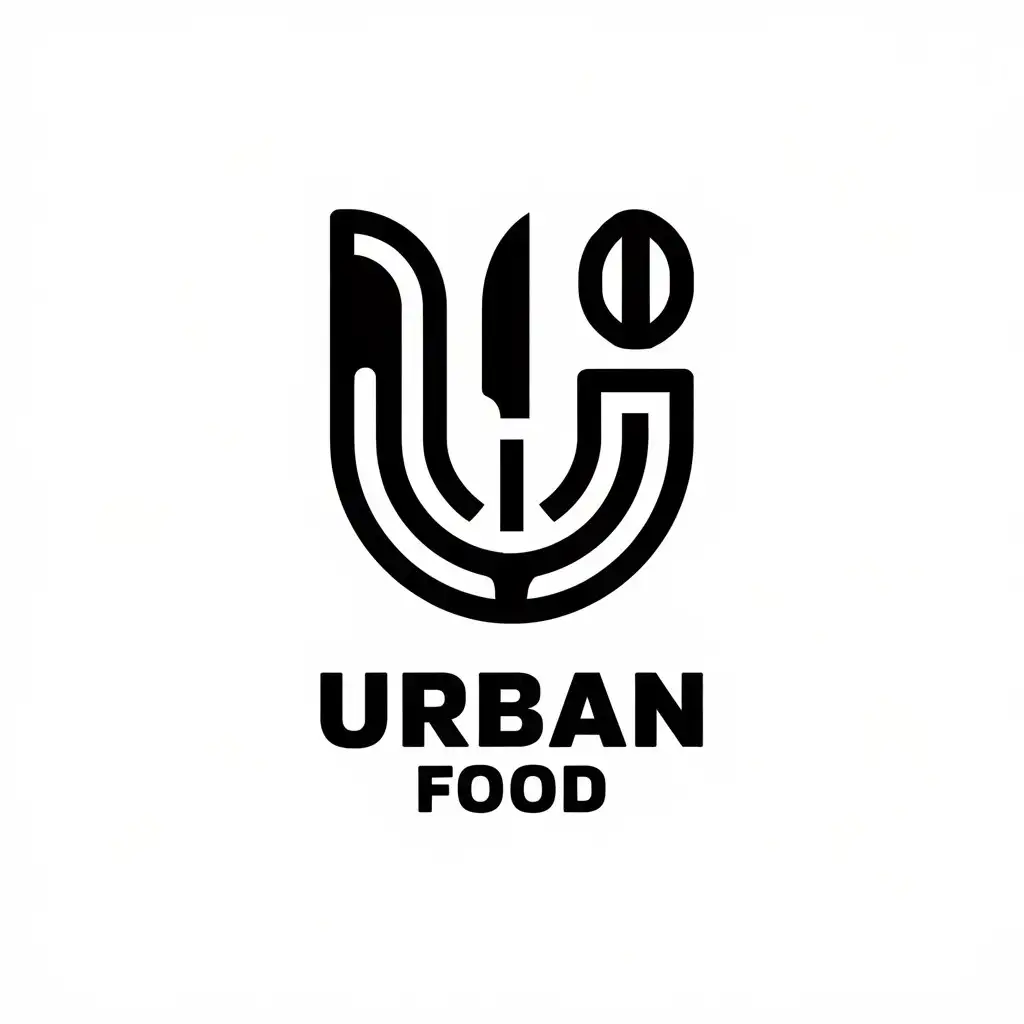 a vector logo design,with the text "Urban food", main symbol:U,complex,be used in Restaurant industry,clear background