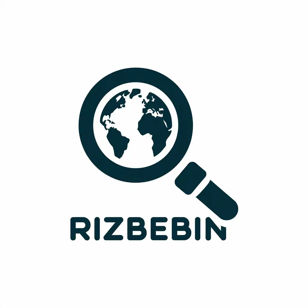 LOGO Design for Rizbebin Magnifying Glass Over Globe with Educational Theme