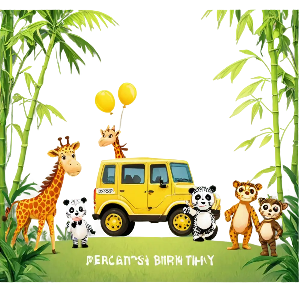 PNG-Birthday-Invitation-with-Cartoon-Animals-and-Bamboo-Trees