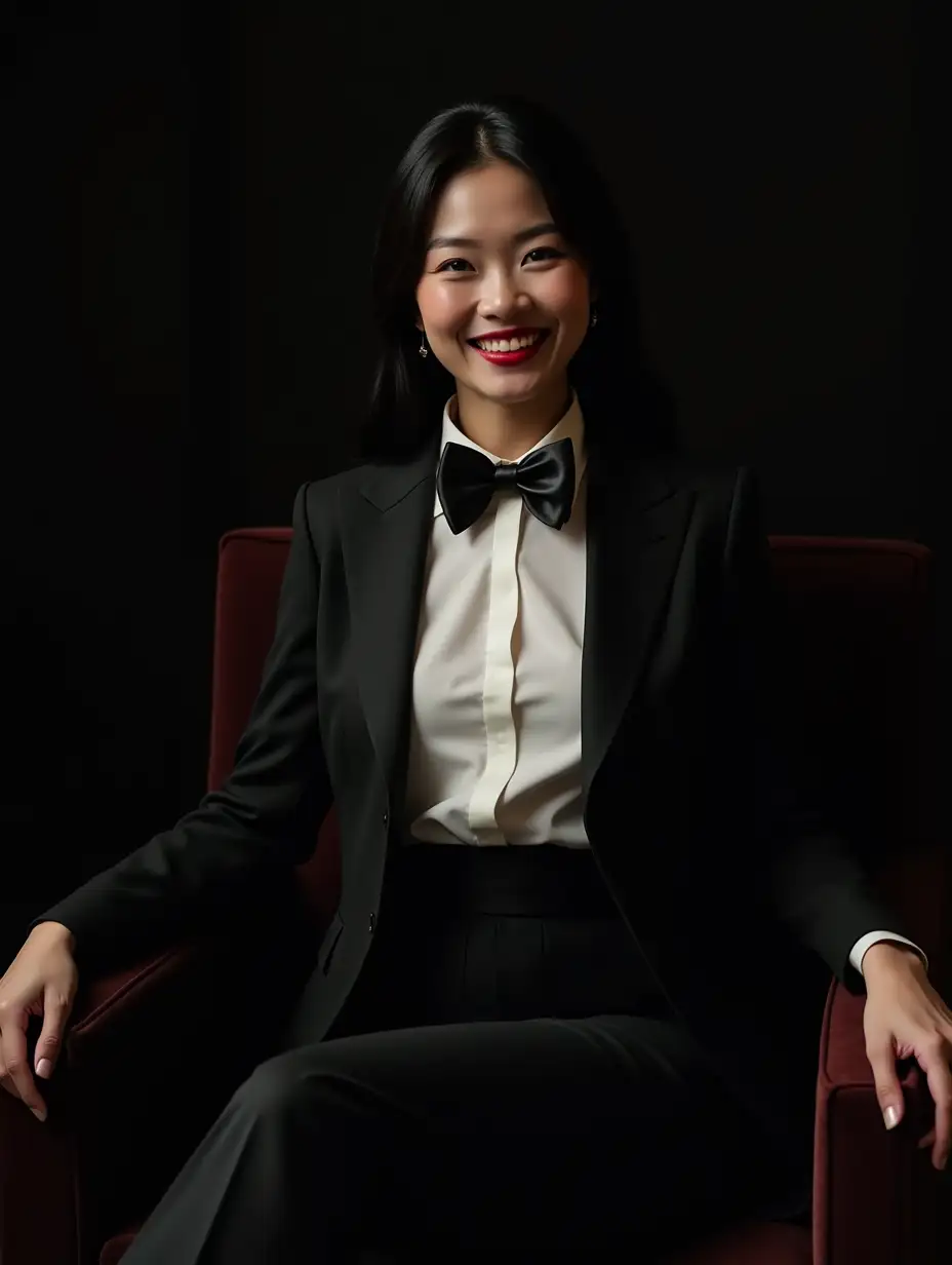 Confident-Chinese-Woman-in-Formal-Tuxedo-Smiling-in-Plush-Chair