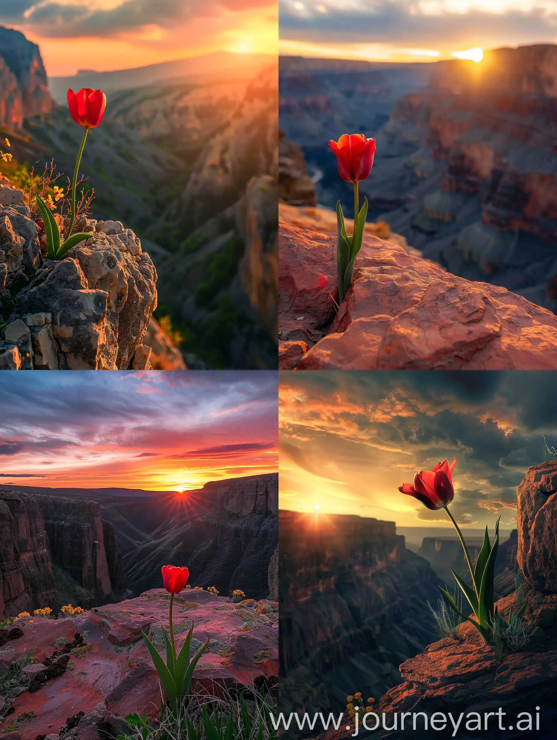 Red-Tulip-on-Canyon-Edge-at-Sunset