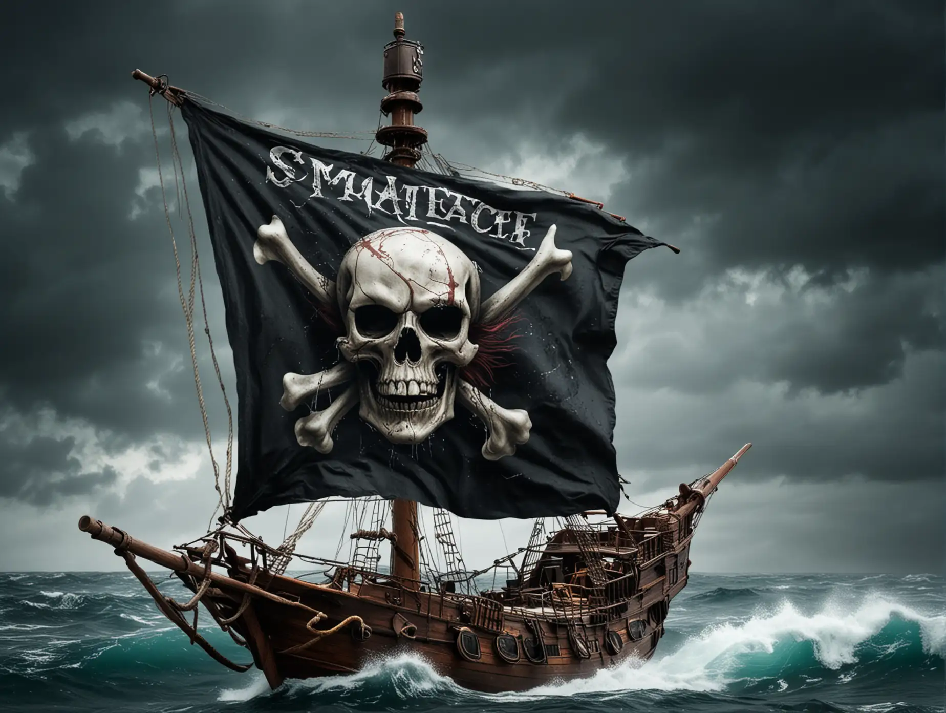 Pirate-Ship-Helm-with-Smaretech-Flag-on-Stormy-Ocean