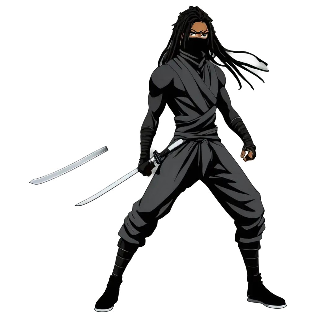 Anime-Style-Black-Ninja-with-Long-Locs-Full-Body-PNG-Image-with-Katana