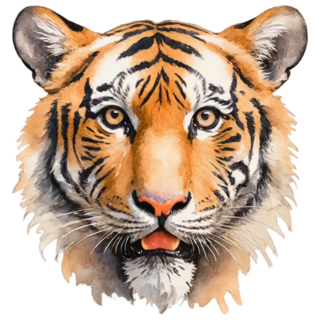 Watercolor-Tiger-Face-PNG-Image-Frontal-Portrait-Artwork