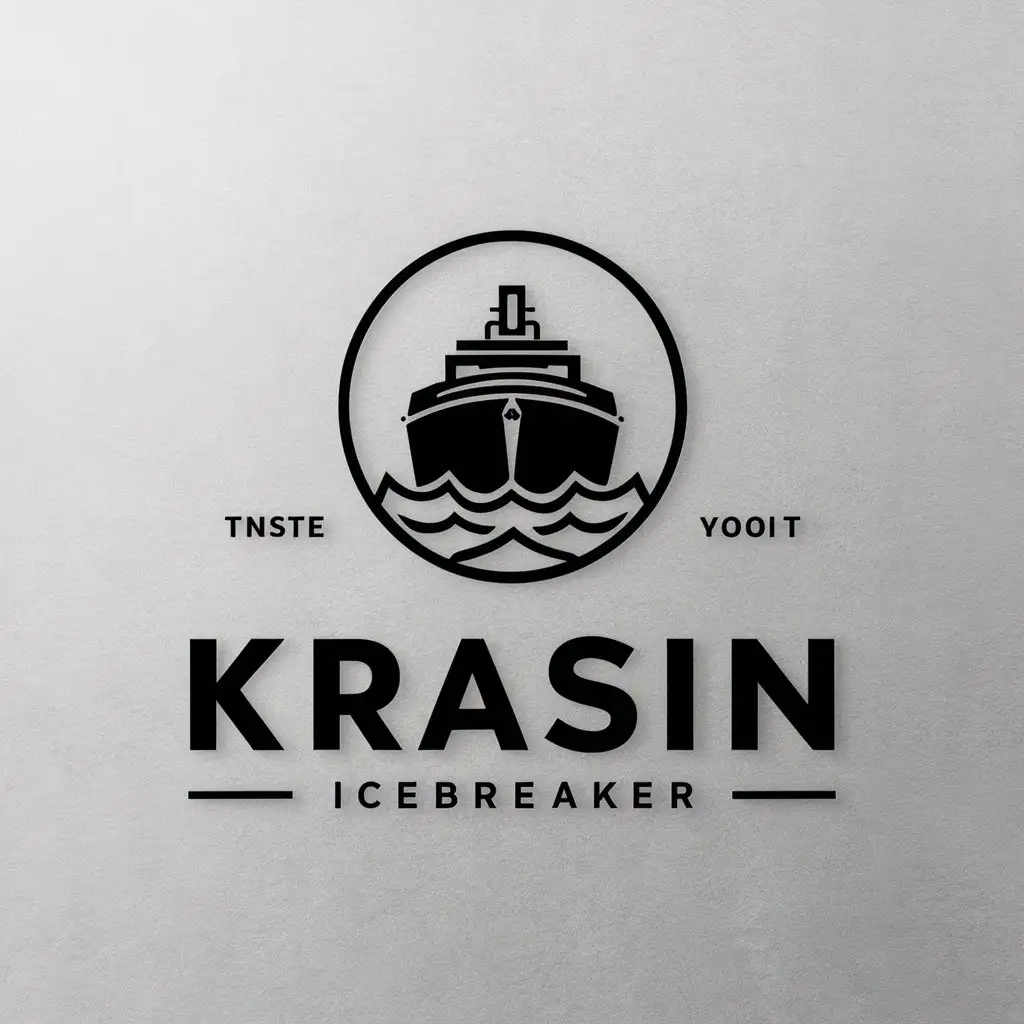 a vector logo design,with the text "KRASIN", main symbol:icebreaker,complex,clear background