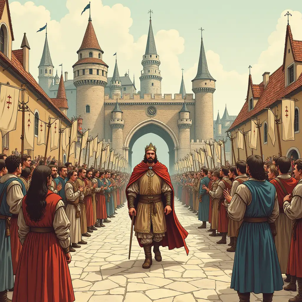 Medieval-Port-City-Celebration-with-New-Baron-Entering-Gates