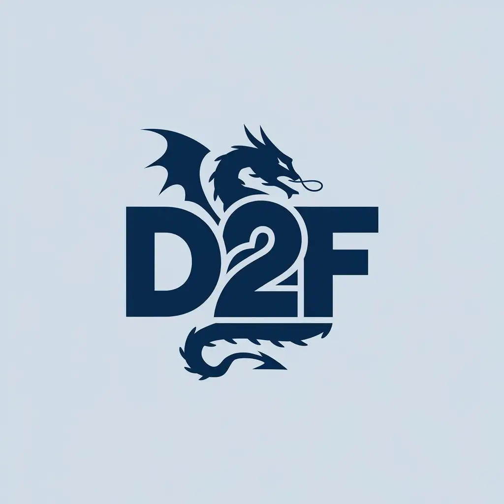 LOGO Design for D2F DragonInspired with Nebi Blue Background and Modern Font Style