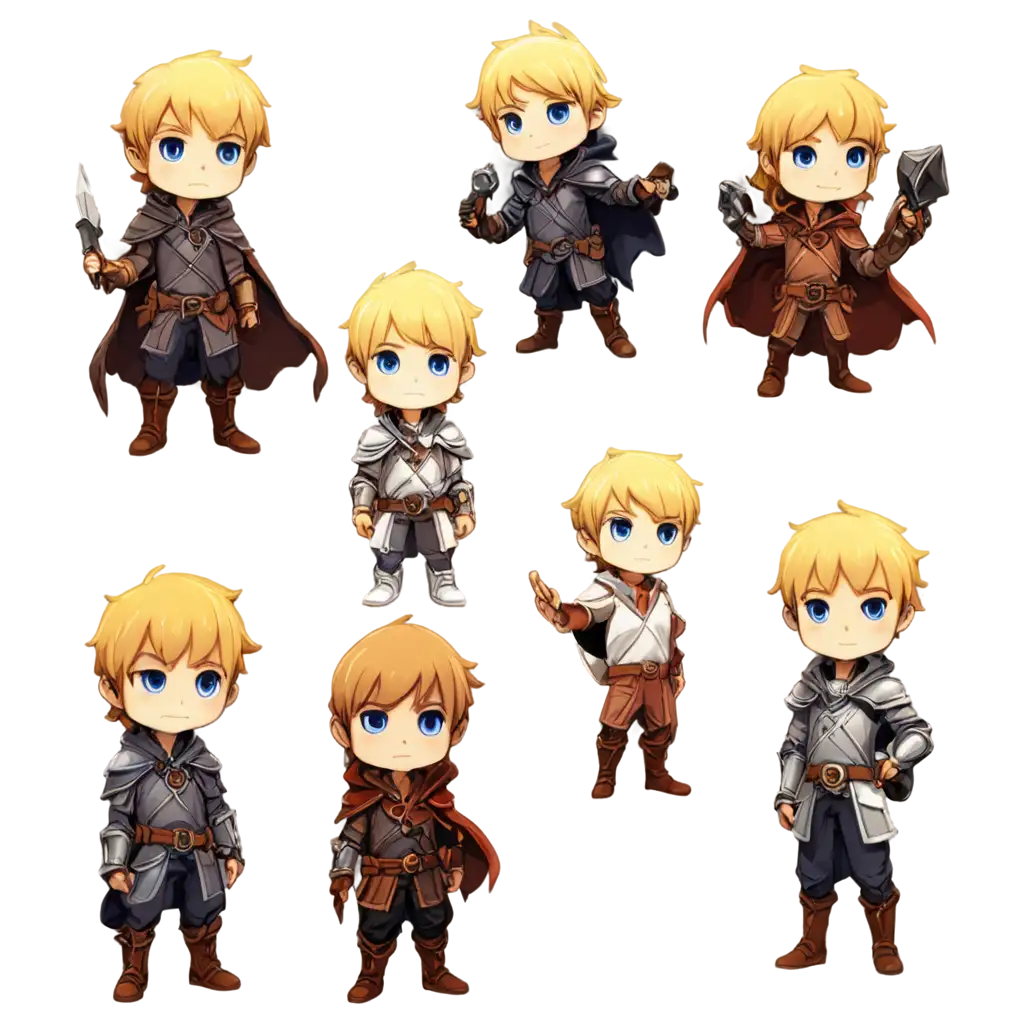 male 2d anime chibi blonde fantasy dungeons & dragons adventurer wizard bust