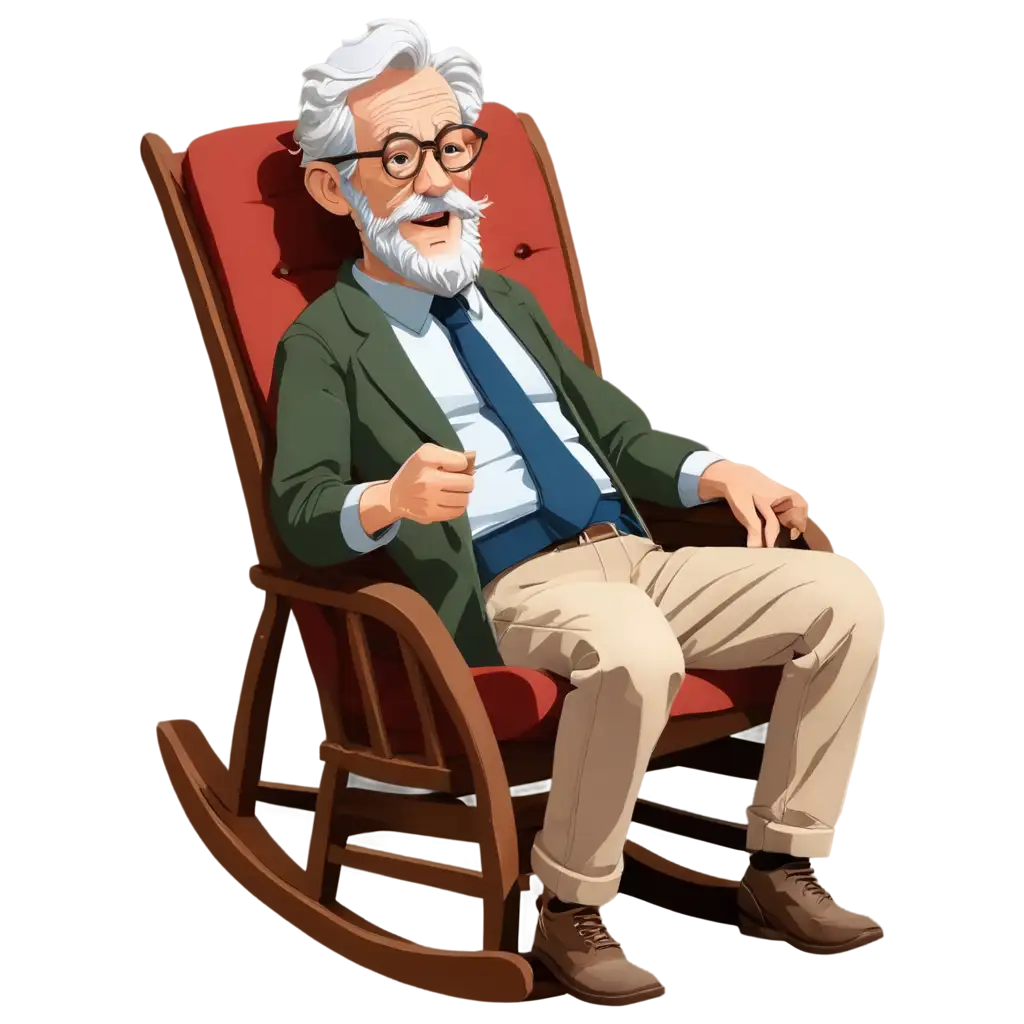 Cartoon old man in a rocking chair