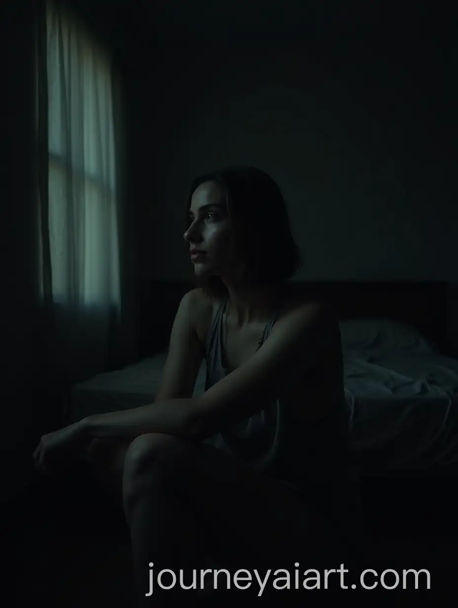 Woman-Sitting-in-a-Dark-and-Scary-Bedroom