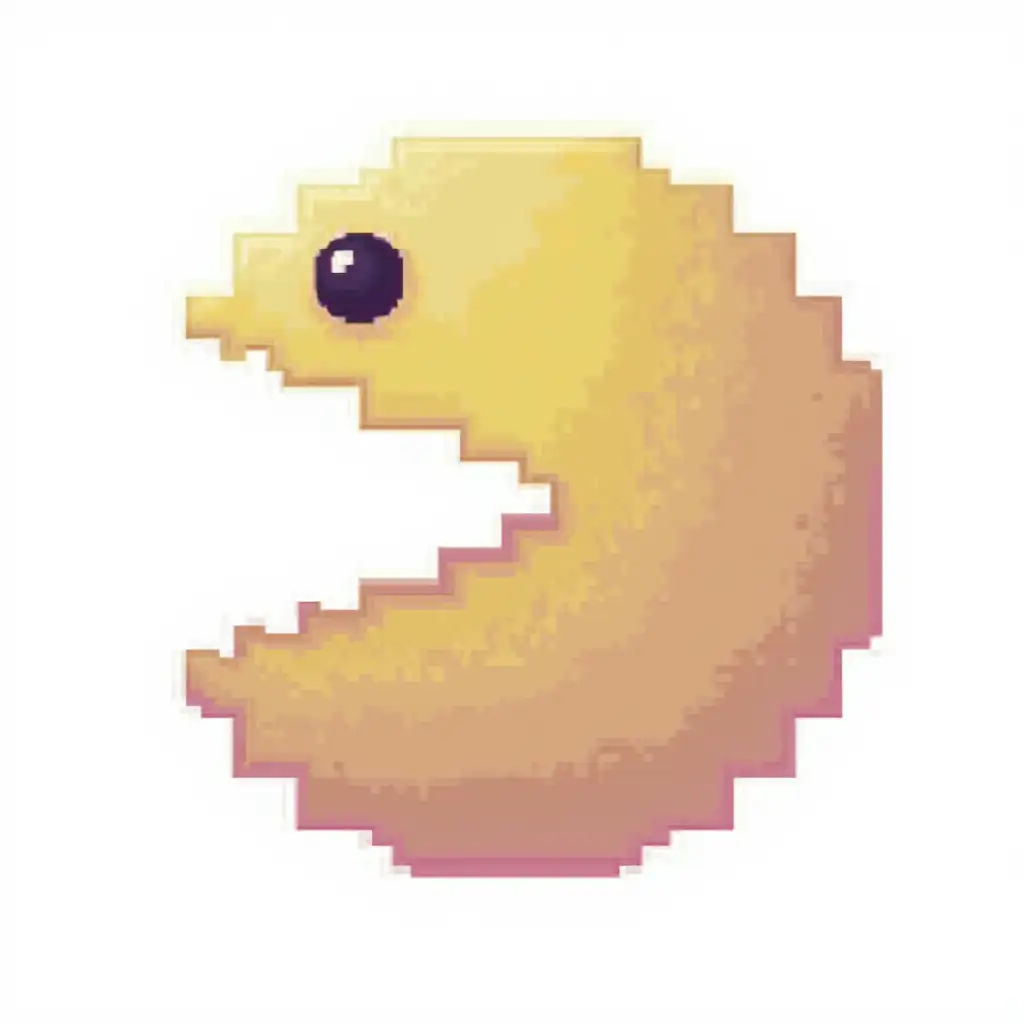 Pacman, pixel art, white background