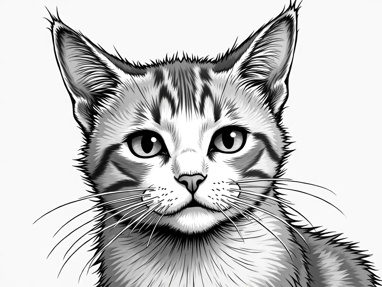 Cat-in-Black-and-White-Manga-Style