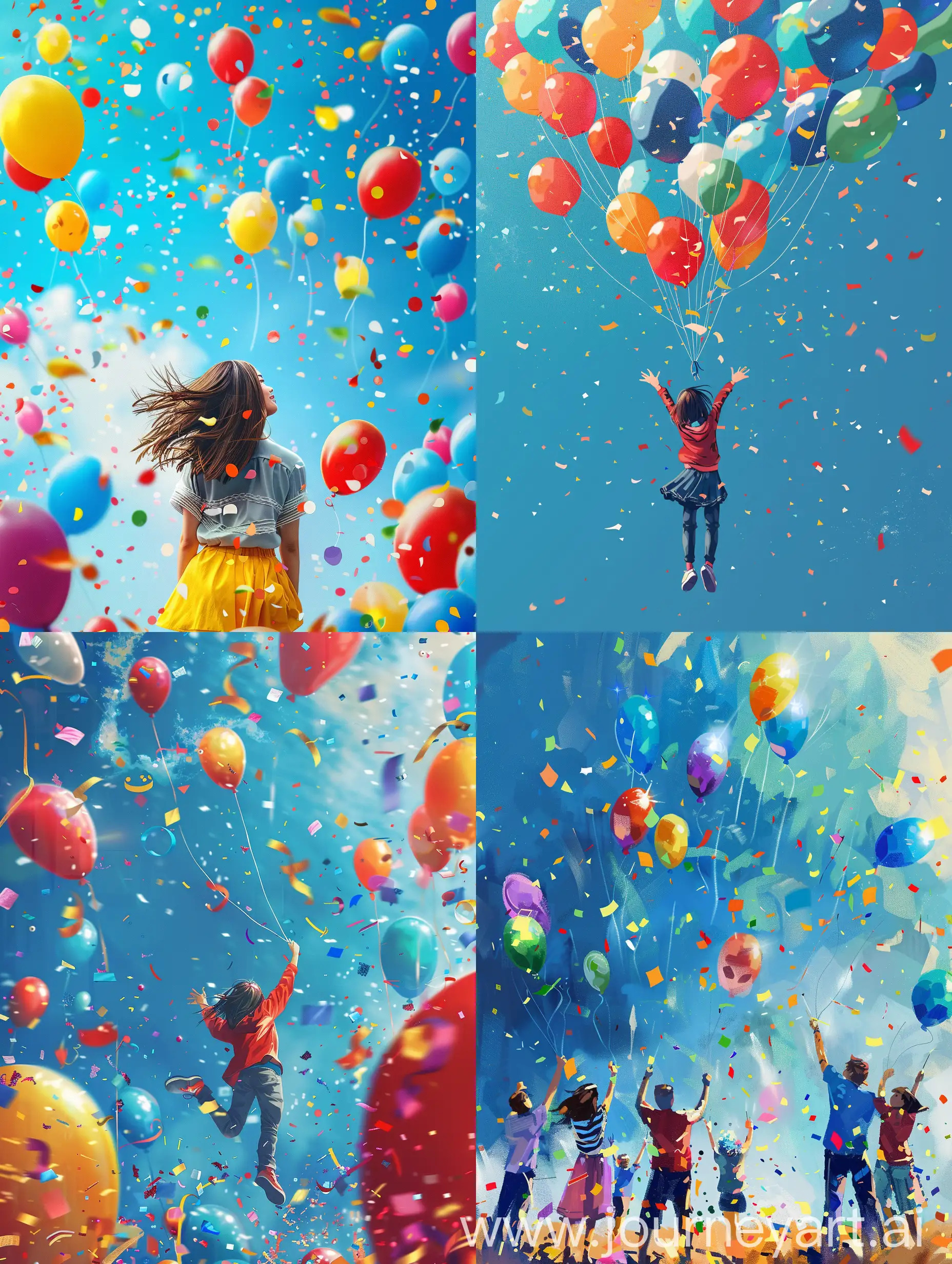 Colorful-Birthday-Celebration-with-Balloons-and-Confetti-on-Blue-Background