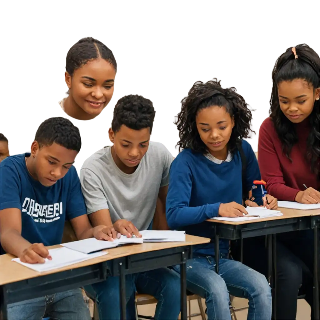 PNG-Image-Group-Work-Among-Black-Teenagers-in-the-Classroom