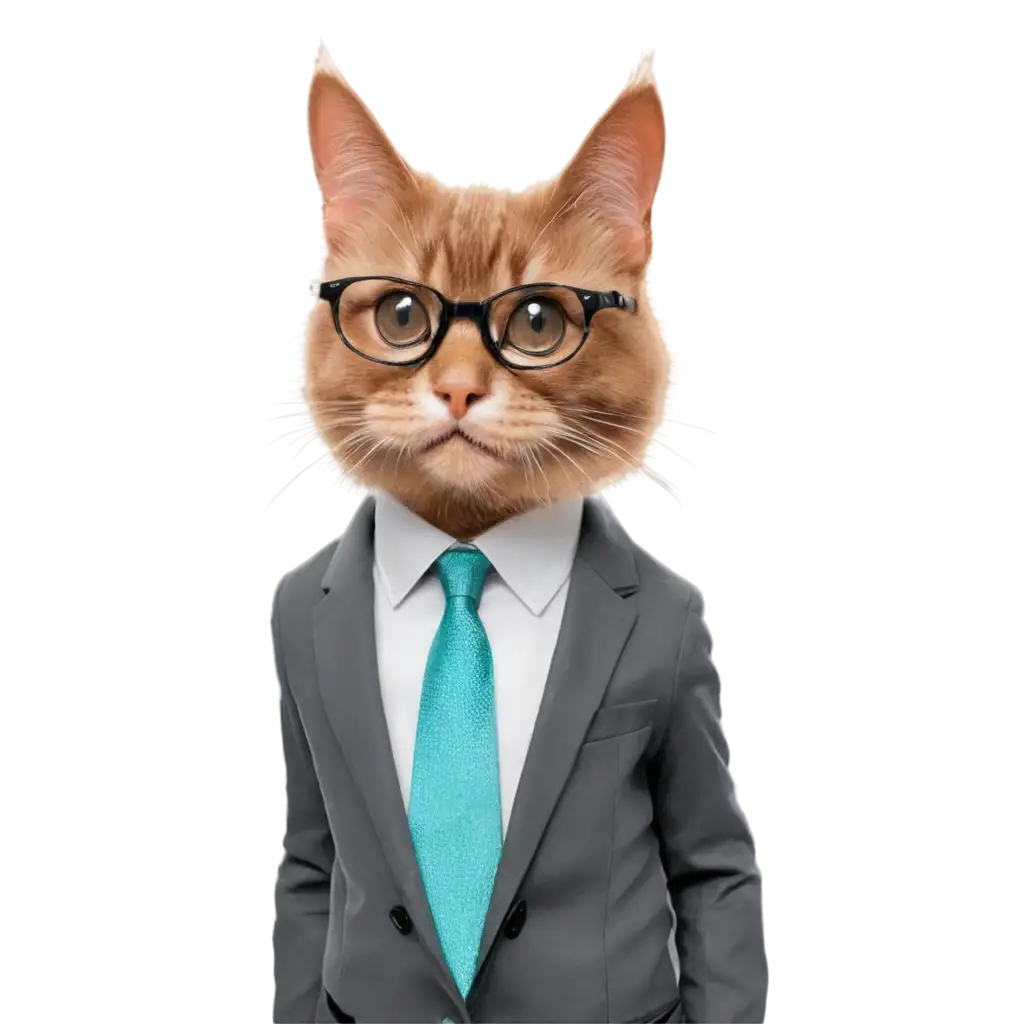 PNG-Image-Stylish-Cat-in-Suit-Wearing-Glasses