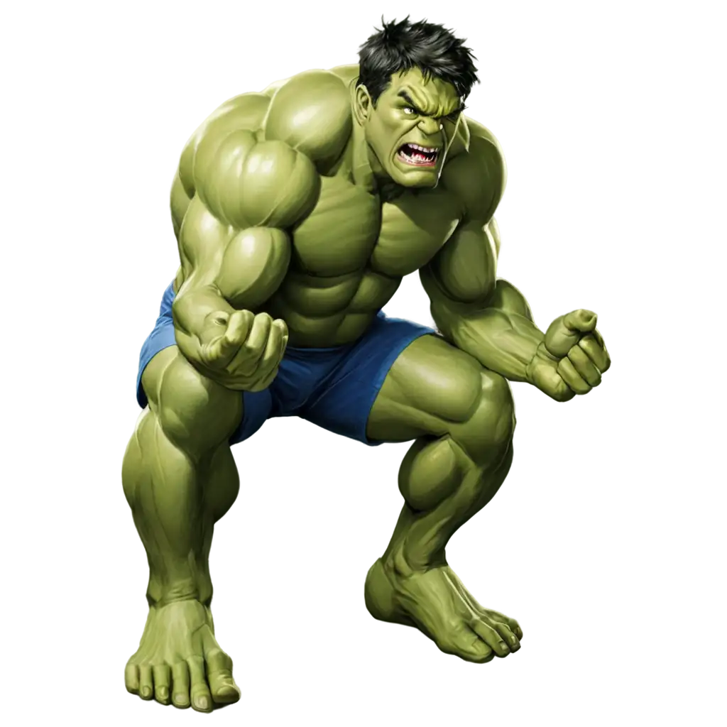 The-Green-Man-PNG-Classic-Hulk-Character-Crouching-with-Masculine-Energy-and-Victory-Pose