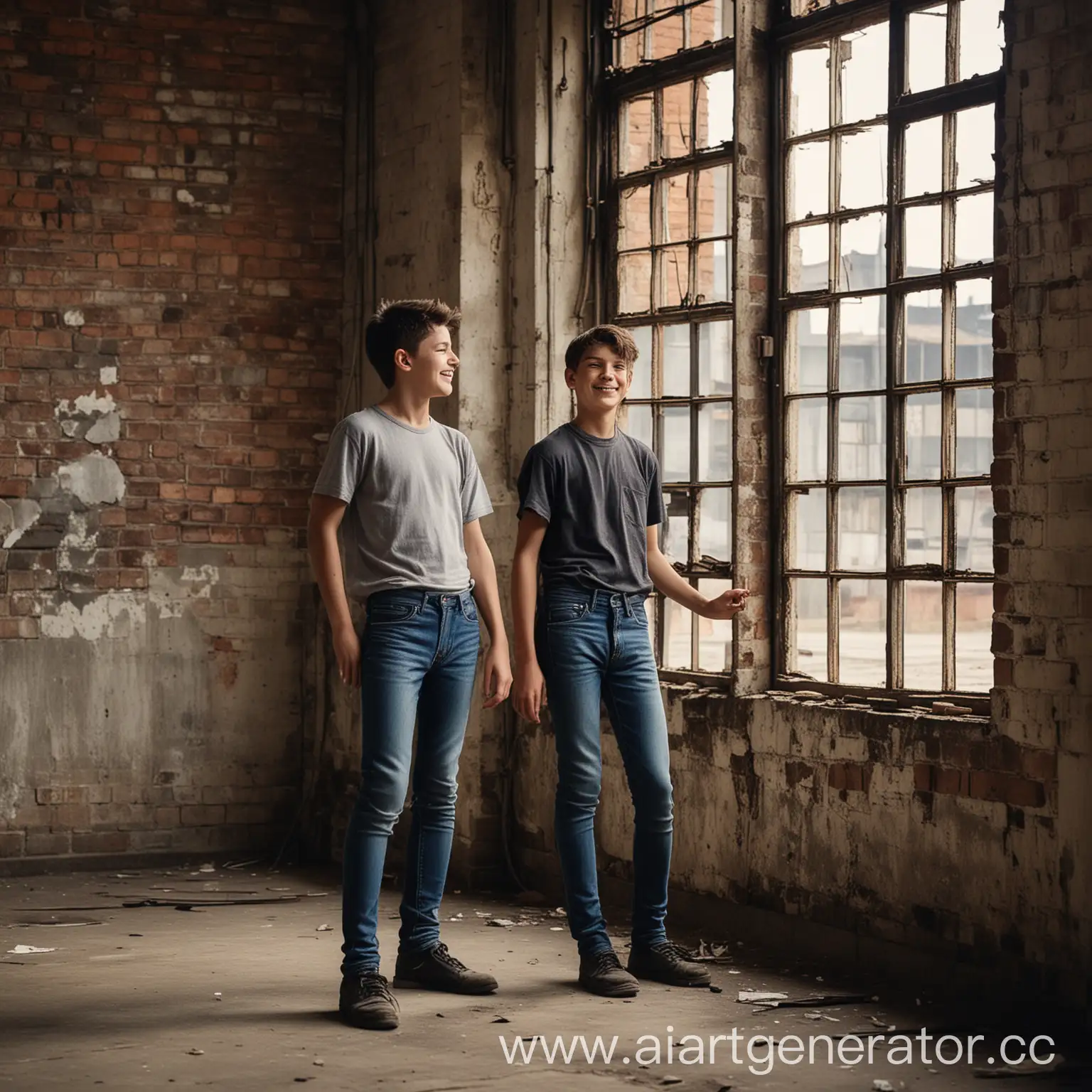 Teenager-Posing-for-Photo-in-Abandoned-Factory-with-Old-Window