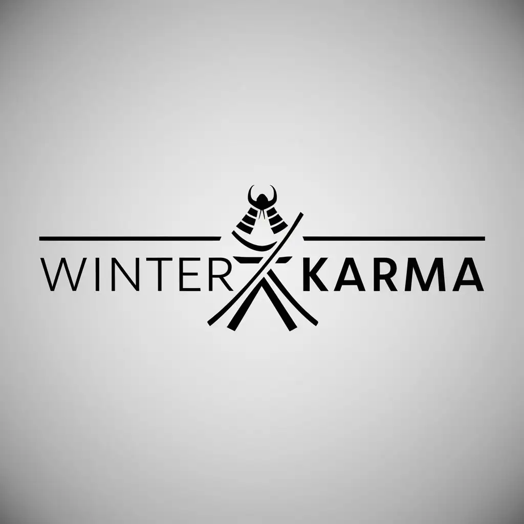 a logo design,with the text "Winterkarma", main symbol:Samurai,Minimalistic,be used in Entertainment industry,clear background