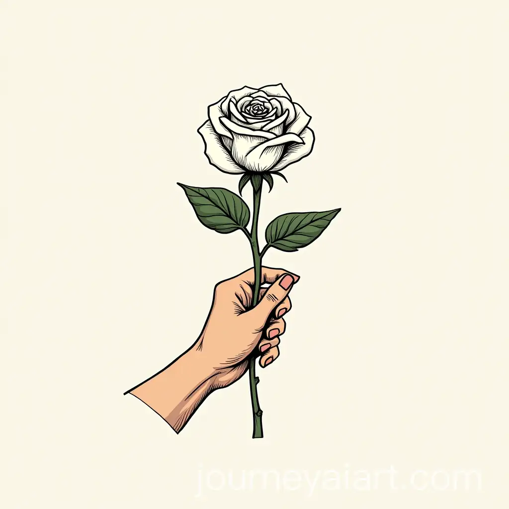 Hands-Holding-a-White-Rose-in-Comic-Drawing-Style
