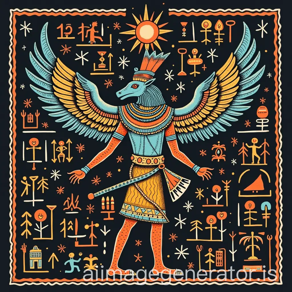 Ancient-Hieroglyphic-Design-on-Multicolored-TShirts