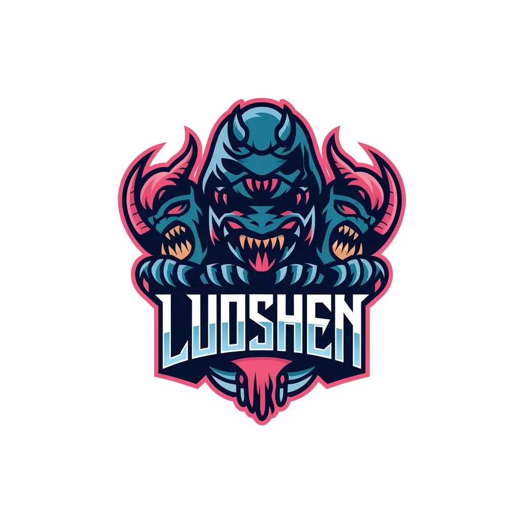 a vector logo design,with the text "luoshen", main symbol:monsters,demons,hackers,Moderate,be used in Others industry,clear background