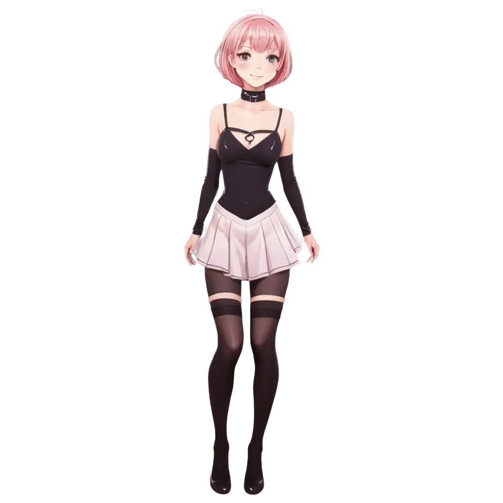 Pink-Short-Hair-Anime-Girl-PNG-Image-with-Heart-Choker-Detailed-Eyes-and-Cheerful-Smile