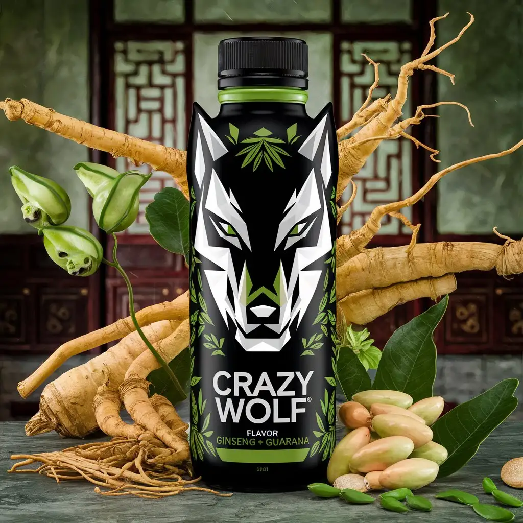 Black-and-Green-CRAZY-WOLF-Energy-Drink-Can-with-Ginseng-and-Guarana-in-a-ChineseStyle-Room