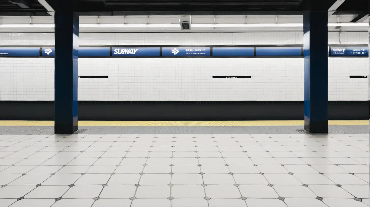 Modern Subway Platform with Clean Herringbone Tiled Design