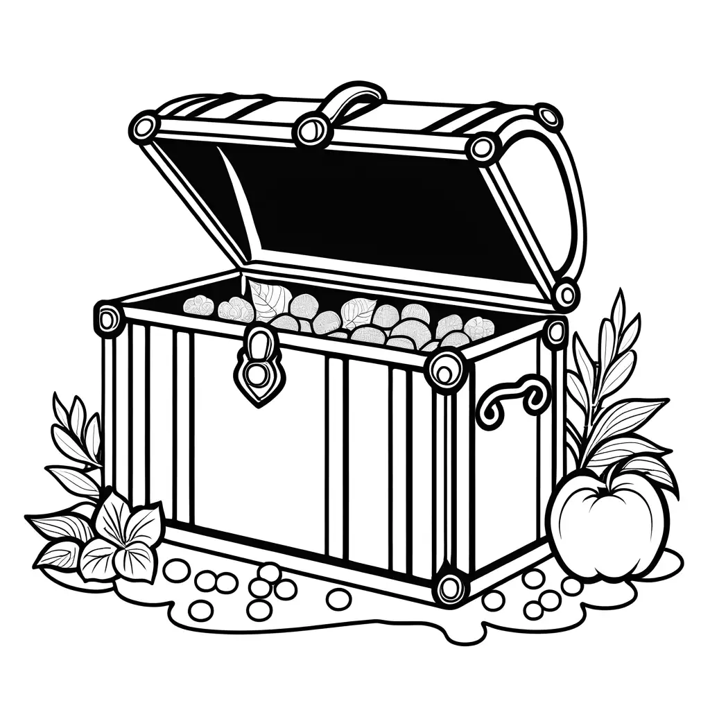 Simple-Treasure-Coloring-Page-for-Kids-EasytoColor-Black-and-White-Line-Art